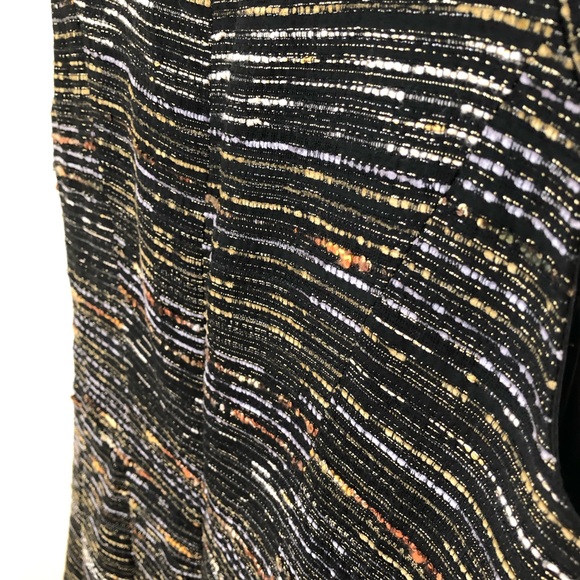 Shoshanna Black Metallic Gold Cocktail Fit Flare Mini Dress 6 Small S - Picture 12 of 13